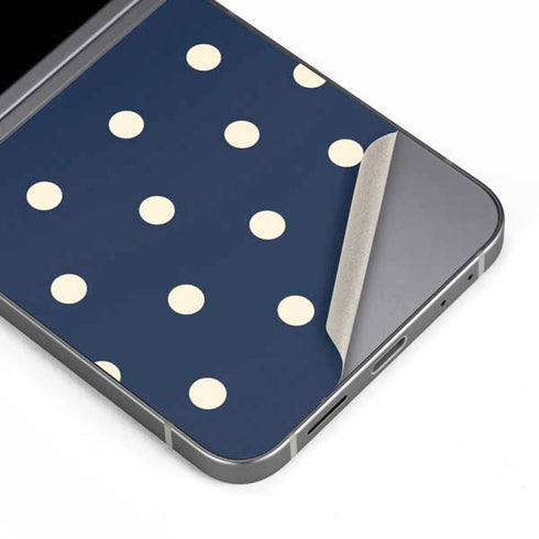 Blue and Cream Polka Dots Galaxy Z Flip6 Skin